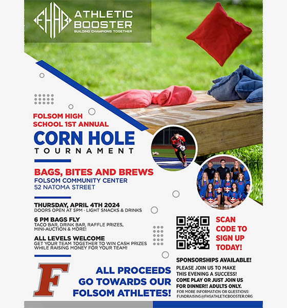 Folsom Athletic Association - Folsom Athletic Booster Club - 1st Annual Cornhole Tournament - April 4, 2024